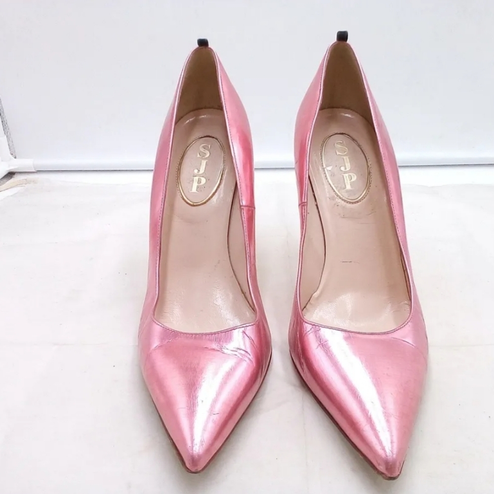 SJP Pink silk High heels Women Size 6.5 US, nice, casual, pointy heels